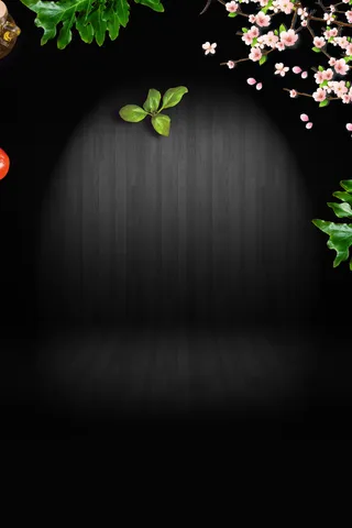 黑色唯美花草海报背景高清