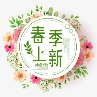彩色唯美淘宝春季尚新装饰标签免抠
