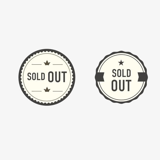 矢量古典圆形卖完邮戳印章图标免抠