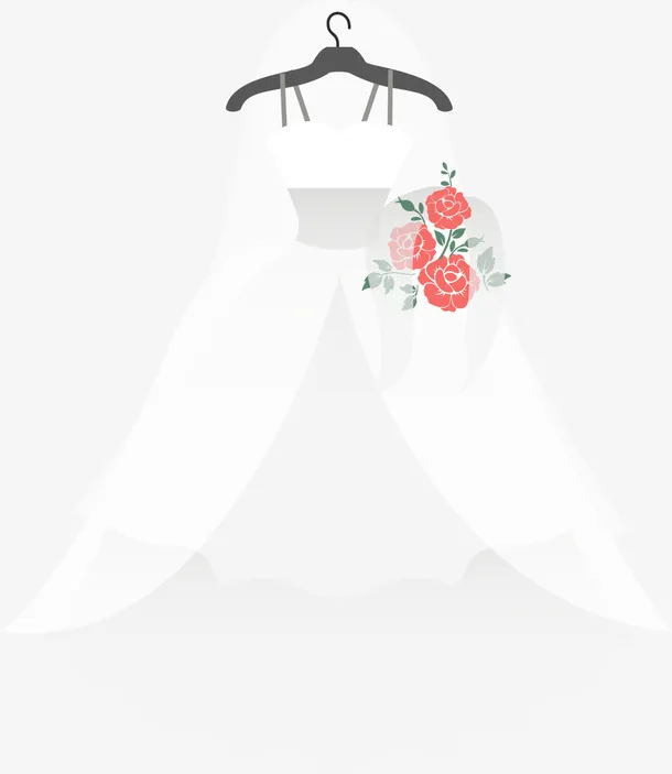 新婚美丽白色婚纱免抠