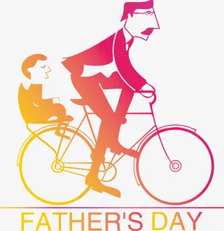 父子骑车剪影矢量图免抠
