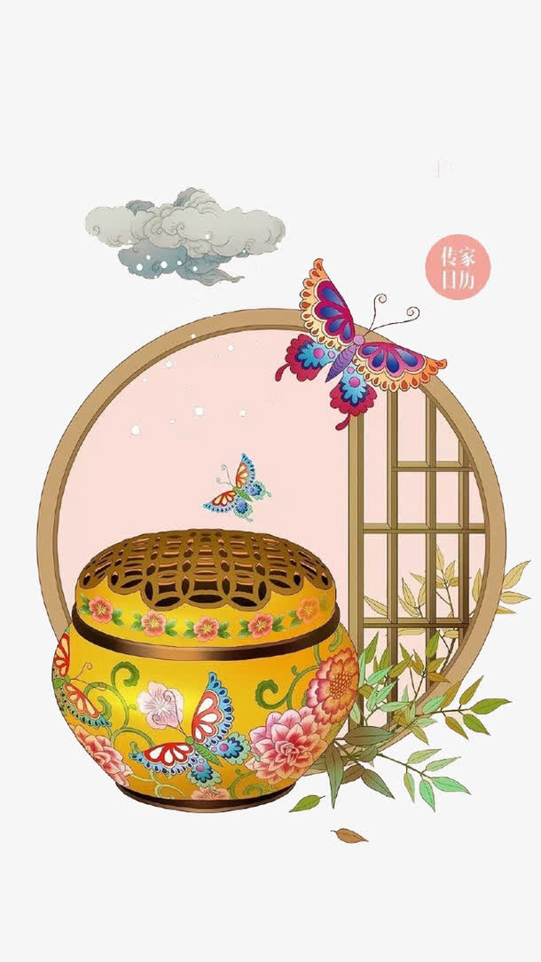 中国风手绘窗户免抠