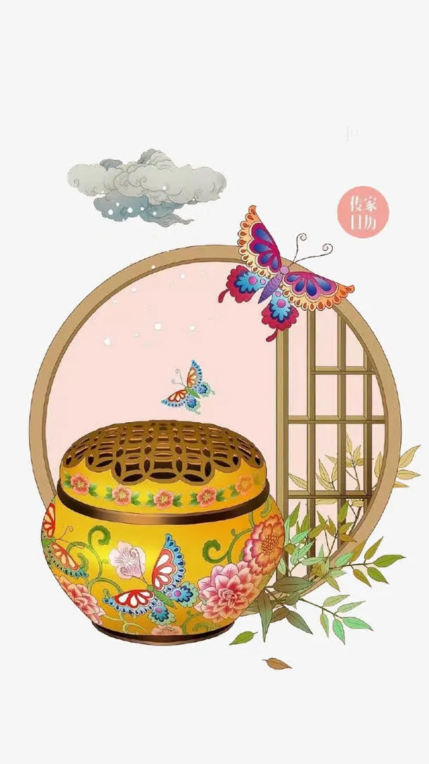 中国风手绘窗户免抠
