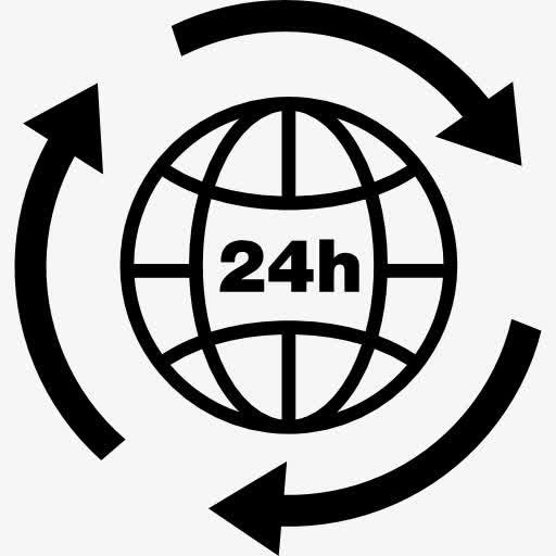 24个小时的地球电网符号箭头环绕图标免抠