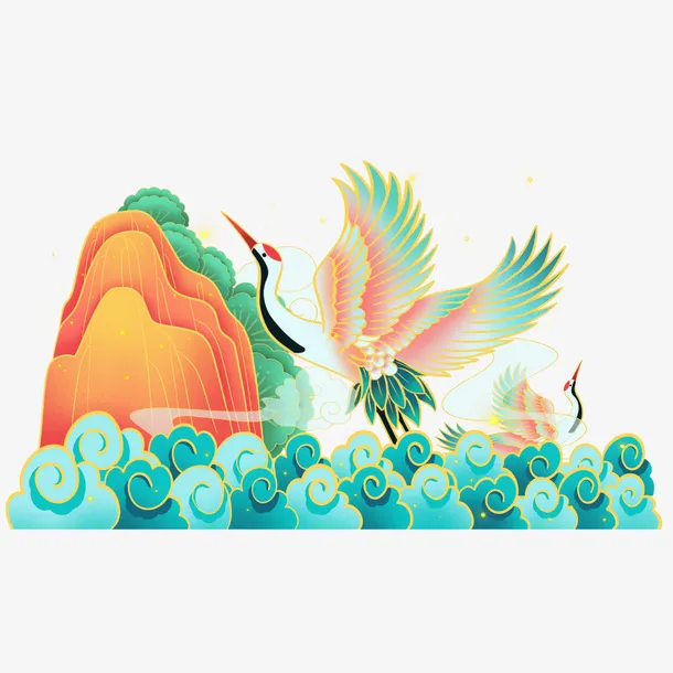 中国风 山水 插画 抠图免抠
