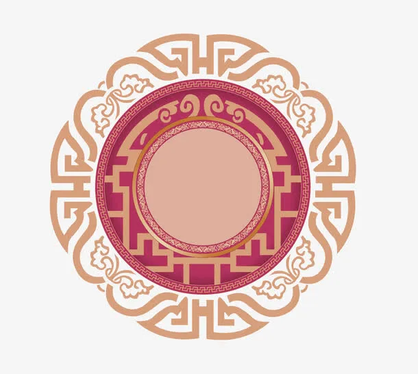红色中国风花纹边框纹理免抠