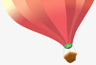 红色卡通热气球免抠