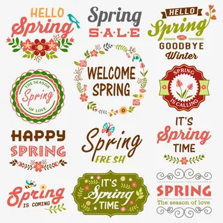 春天花朵形字标志图标免抠