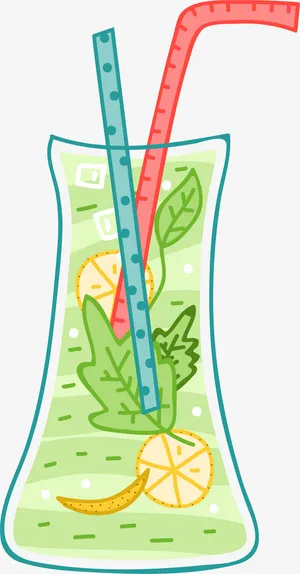 绿色卡通手绘饮品免抠