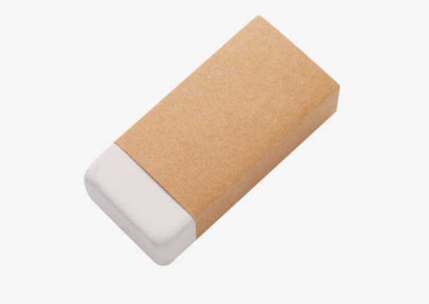 白色橡皮擦牛皮纸包装免抠
