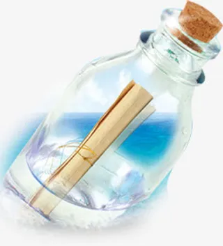 夏日卡通海报漂流瓶免抠