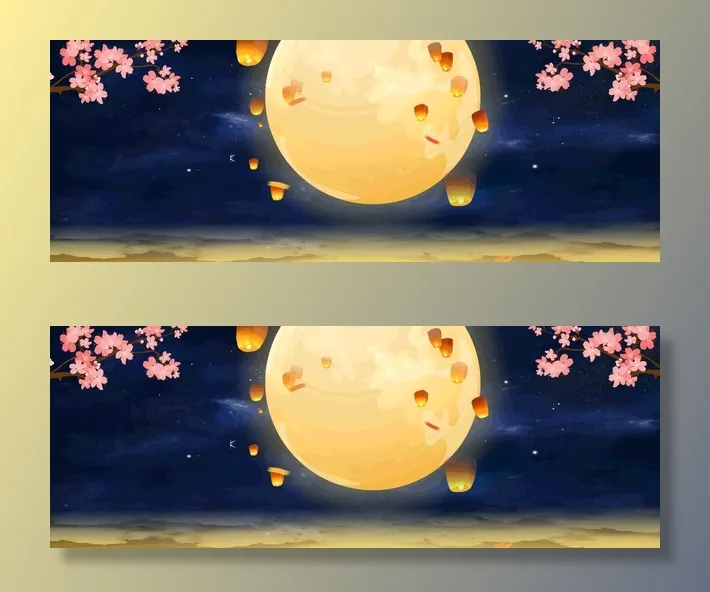 中秋节金黄圆月背景免抠