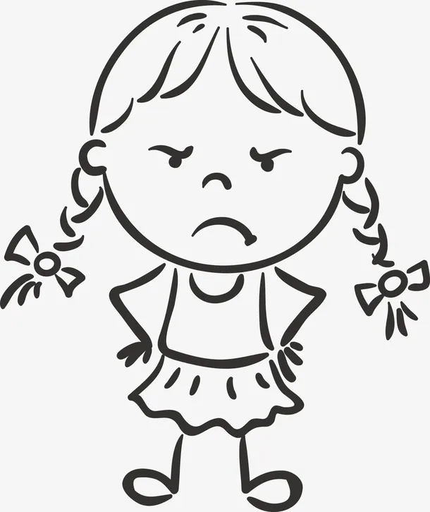 生气的矢量小女孩免抠