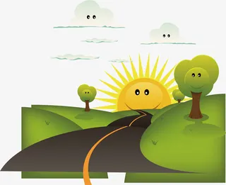 矢量图清晨的太阳免抠