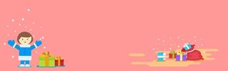 粉色冬季小女孩的礼物淘宝背景高清