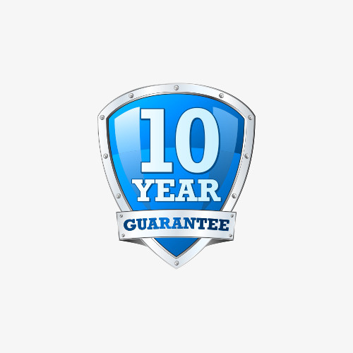 蓝色金属盾牌10年质保图标设计免抠