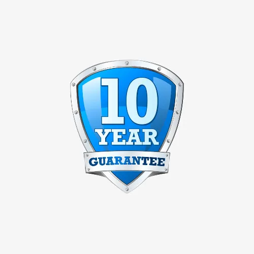 蓝色金属盾牌10年质保图标设计免抠