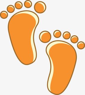 橙色扁平卡通脚丫子免抠