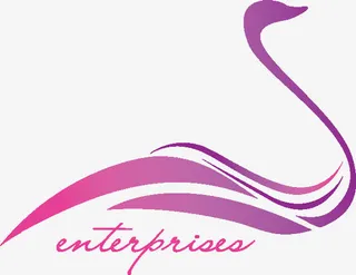 紫色线条天鹅免抠