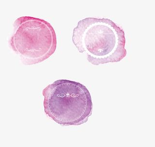 紫色绝美水彩点免抠