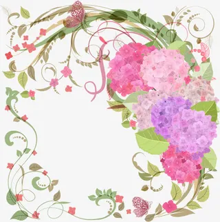 手绘唯美绣球花朵免抠