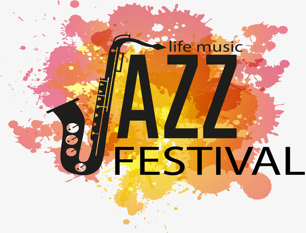 水彩爵士音乐节海报矢量图免抠