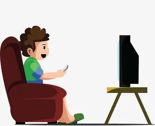 小男孩看电视免抠