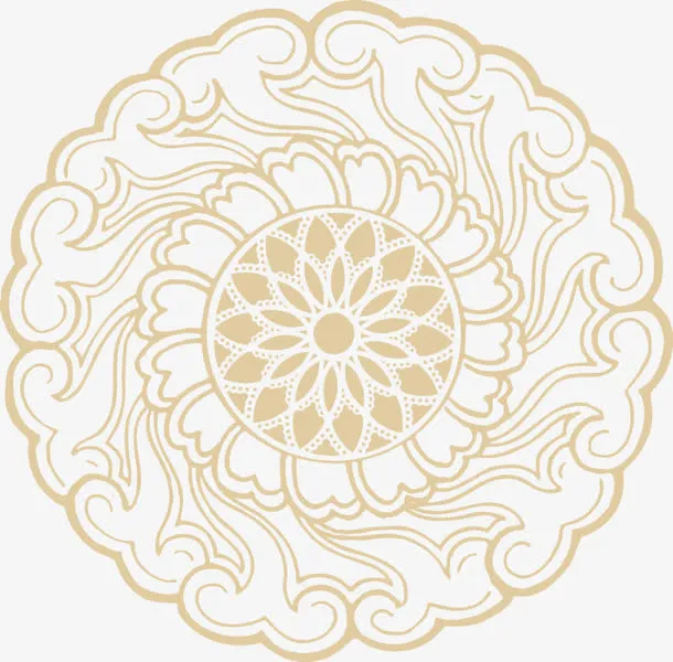 棕色手绘月饼花纹免抠