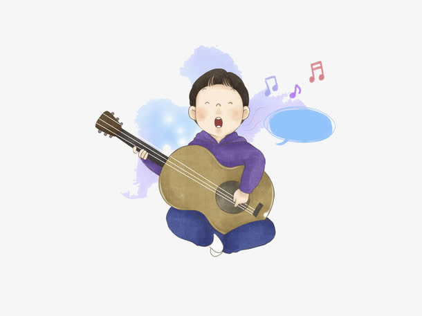 唱歌弹曲的男孩免抠