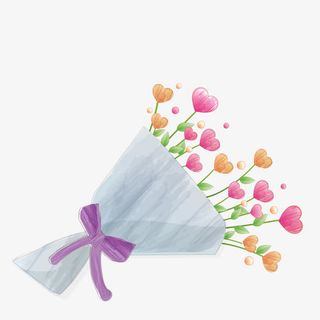 手绘爱心鲜花免抠