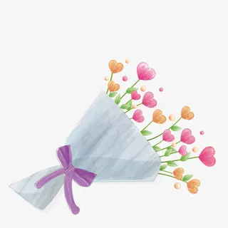 手绘爱心鲜花免抠