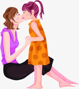 手绘温情人物母女母亲节免抠