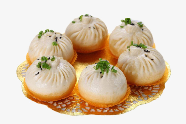 黄色底美味上海生煎包免抠
