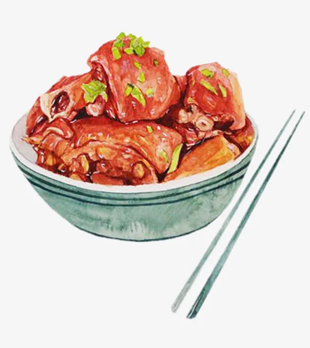 手绘卤煮猪蹄透明png免抠