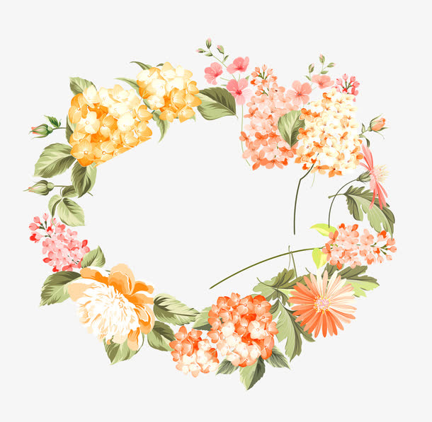 水彩花边框免抠