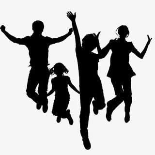 欢呼一群人物剪影免抠