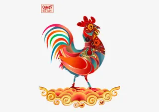 2017新年快乐装饰元素鸡年免抠