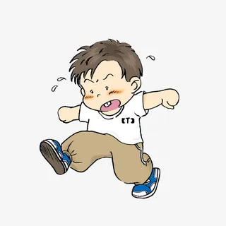 低头生气踩地的小孩免抠