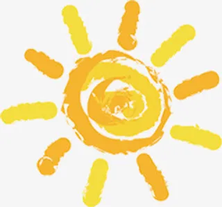 可爱金色蜡笔手绘太阳免抠