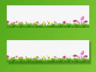 春天草坪草地花朵装饰免抠