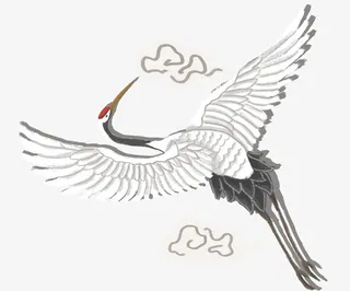 国潮风淡色祥云仙鹤淡色装饰元素免抠