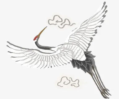 国潮风淡色祥云仙鹤淡色装饰元素免抠 国潮风淡色祥云仙鹤淡色装饰元素免抠