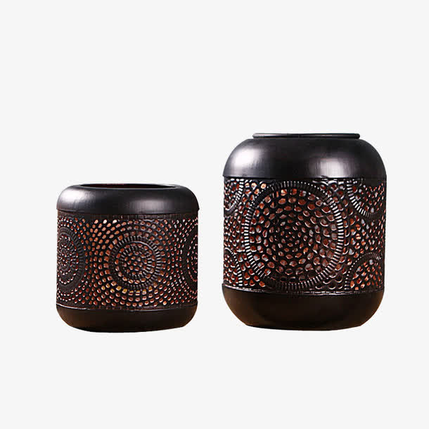 中式金色铁艺复古烛台免抠