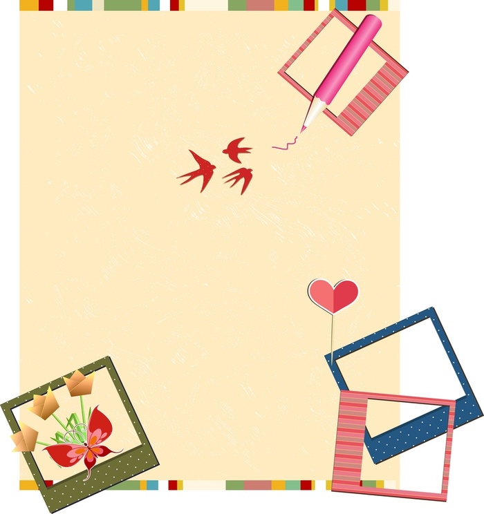 纸张相册相框卡通童真童趣彩色燕子高清