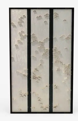 黑色边框日式落地屏风免抠