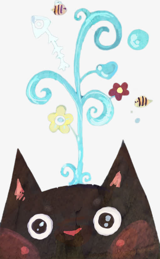 头上长草的猫免抠