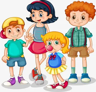 家里的四个孩子免抠