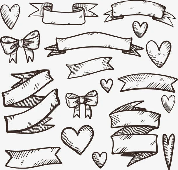 手绘旋转彩带免抠