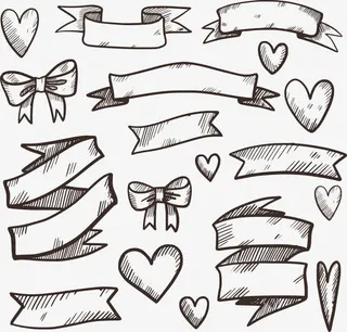 手绘旋转彩带免抠