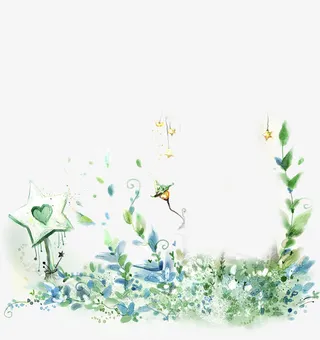 春季蓝色文艺花海免抠